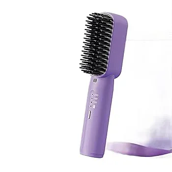 【中古】【未使用】ヒートブラシ コードレス 充電式ヘアアイロン 充電式ヘアアイロン ミニブラシアイロン マイナスイオン ブラシ型 加熱大容量 3段階温度調節 Type-