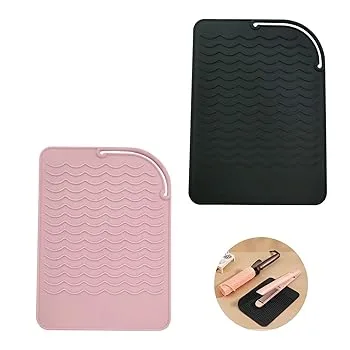 【中古】【未使用】ヘアストレートナー用ヒートマット2個セット、旅行用、自宅、サロン用ヘアアイロン用耐熱マット。ヘアアイロン、ストレートアイロン、フラットア