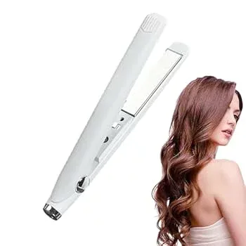 【中古】【未使用】カーリングフラットアイロントラベルサイズ - 髪用USB電源ヘアアイロン、2 in 1カーリングワンド、コードレスポータブルヘアカーラー縮毛矯正用