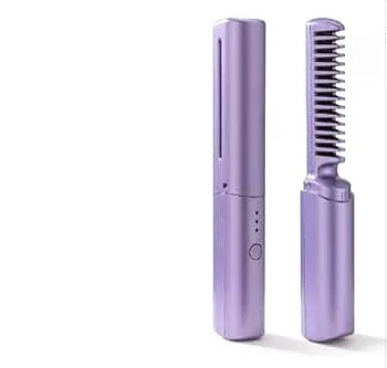 【中古】【未使用】ヒートブラシ コードレス ヘアアイロン USB充電式 ポータブル・ローリング ストレート・レイジー・コーム 多彩なストレート カールで ツヤのある