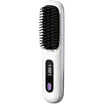 【中古】【未使用】Kwueiitヒートブラシ コードレス ヘアアイロン ストレート&カール コームアイロン usb充電式 マイナスイオン 家庭/旅行/出張/通勤用 (ホワイト)