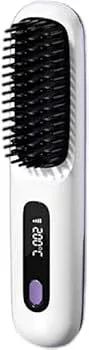 【中古】【未使用】Eculcki コードレスヘアアイロンブラシ、ポータブルミニヘアストレートコーム、ポータブルマイナスイオンヘアアイロンホットコーム、LCDディスプ