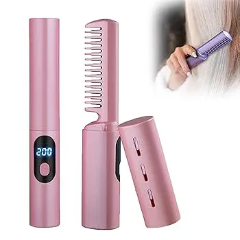 【中古】【未使用】ヒートブラシ コードレス ストレートブラシ ストレート アイロン ブラシアイロン ヘアアイロン USB充電式 150~200℃ 3段階レベル調整 軽量 火傷