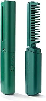 【中古】【未使用】サーマルブラシ コードレス 充電式ヘアアイロン ストレートブラシ ヘアアイロン ストレートコーム 3段階温度調整 USB充電式 静電気防止 デジタル