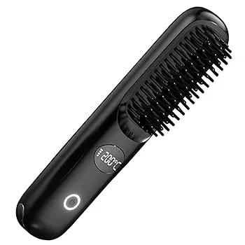 【中古】【未使用】コードレスヘアアイロン、ストレートコーム - ポータブルヘアストレートナー USB 充電スムージングヘアブラシ - サーマルブラシ、ストレートヘア