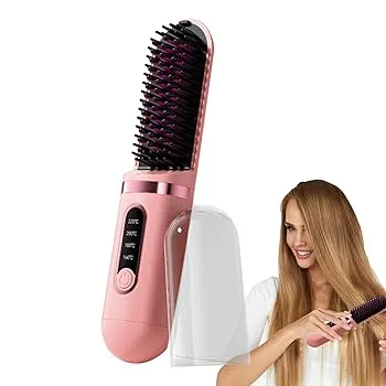 【中古】【未使用】ポータブルヘアストレートブラシ - ワイヤレスヘアブラシ、充電式ヘアストレートブラシ | ポータブルヘアストレートブラシ多機能ヘアアイロンコ