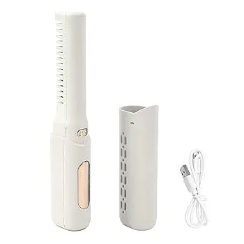 【中古】【未使用】充電式ミニヘアアイロン、3段階温度調節可能なヘアアイロン、2000mah抗熱傷タイプCコードレスヘアアイロン、すべての髪タイプ用 (カーキ)