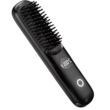 【中古】【未使用】ストレートコーム、ストレートヘアアイロンコーム - ヘアアイロン ブラシUSB 充電ポータブルヘアストレートナースムージングヘアブラシ - ヘアア