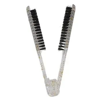 【中古】【未使用】ストレートブラシ, 静電気防止ナイロン製ストレートヘアースプリントブラシ ヘアアイロン ストレート ケアストレートコーム 両面ブラシクランプ
