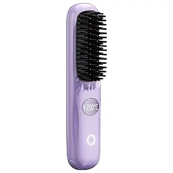 【中古】【未使用】ヘアアイロン ブラシ、コードレス ヘアアイロン, ヘアアイロン ブラシUSB 充電ポータブルヘアストレートナースムージングヘアブラシ, ストレート