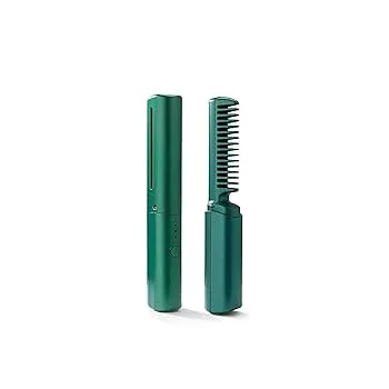 【中古】【未使用】ヒートブラシ 充電式ミニヘアアイロン USB充電式縮毛矯正コーム コードレスポータブルヘアアイロンブラシ コードレスヘアアイロンブラシ 2 In 1