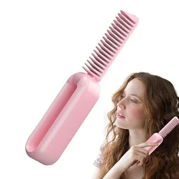 【中古】【未使用】ヒートブラシヘアアイロン、ヘアアイロンブラシ | ヘアアイロン ブラシUSB充電アイロンストレートナー - 2000mAh 加熱矯正ブラシ、家庭、旅行、