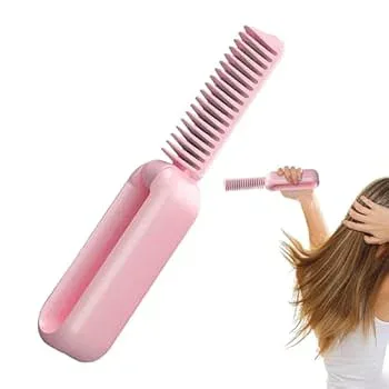 【中古】【未使用】ヘアアイロン ブラシ、イオンヘアアイロン ブラシ, ヘアアイロンコーム折りたたみ式ホットブラシヘアアイロン, 2000mAh ホットコーム、テーマパ