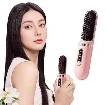 【中古】【未使用】FTBOL ヒートブラシ コードレス ブラシ型ヘアアイロン ストレートブラシ 静電気防止 デジタル表示 Type-C充電式 160〜220℃ 4段階温度調整 セラ