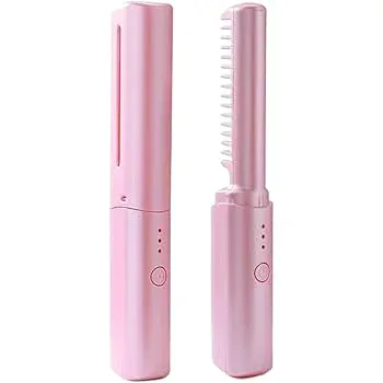 【中古】【未使用】ULOVEJOYヒートブラシ コードレス軽くて使いやすい縮毛矯正&カールヘアアイロン USB充電式でコードレスダイソンスタイルのヒートブラシ搭載 持ち