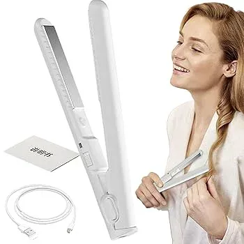 【中古】【未使用】ショートヘア用小型フラットアイロン、トラベルフラットアイロン - トラベルヘアアイロンヘア用トラベルフラットアイロン,USB充電ヘアスタイリン