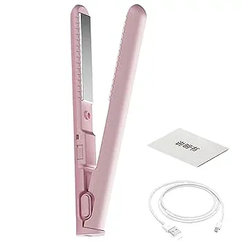 【中古】【未使用】ショートヘア用小型フラットアイロン、トラベルフラットアイロン | トラベルアイロンヘアアイロン、コードレスヘアアイロン - ヘアアイロンUSB充