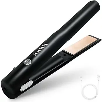 【中古】【未使用】DSBWAN コードレスヘアアイロン ヘアアイロン USB充電式 2way カール&ストレート 4段階温度設定可能 男女兼用 家庭/旅行/出張/通勤用 贈り物 飛