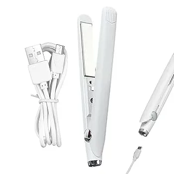 【中古】ヘア-アイロン 2in1 ヘアアイロン ストレート 持ち運び ミニヘアアイロン 火傷防止 ヘアアイロン 充電式 USB 軽量 ヘアーアイロン ヘアアイロン