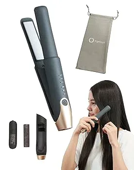 【中古】アゲツヤ コードレスヘアアイロン2 海外対応 機内持ち込み可 グレー | 携帯ポーチ付 【PSE認証取得製品】電池着脱可 typeC充電 3000mA 300W 3段