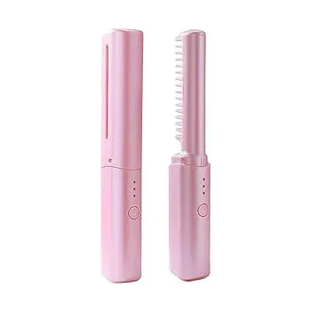 【中古】USB充電式ミニヘアアイロン ヒートブラシ コードレスポータブルヘアアイロンブラシ, 2way コードレスヘアアイロンブラシ, 2 In 1 トラベルヘアス