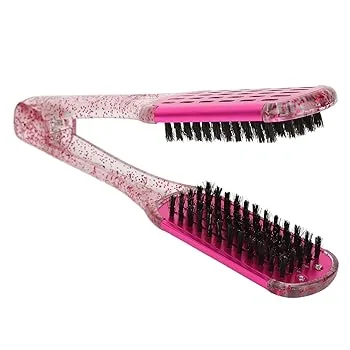 【中古】縮毛矯正副木コーム、両面ストレートアイロンブラシ、ヒートブラシヘアストレートナー、ソフトヘアストレートナークランプブラシスタイリングツ
