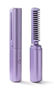 【中古】【Bykiyevm】充電式ミニヘアアイロン, ポータブルヘアアイロンブラシ, コードレスヘアアイロンブラシ, 2 In 1 トラベルヘアストレートナー, USB
