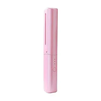 【中古】ヘアアイロンブラシ ヒートブラシ USB充電式 3段温度調節可能 ストレートブラシ ミニヘアアイロン カール サロン用 家庭用 連続使用 ポータブル