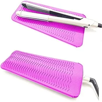 【中古】ヘアアイロン耐熱ポーチ 滑り止めマット 2way 260℃の高温も耐熱しやけど防止 旅行出張など携帯に便利 ピンク