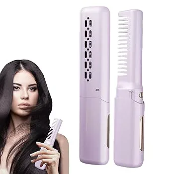 【中古】充電式ストレートアイロン、電動ヘアストレートブラシ、熱ストレートブラシ、抗熱傷ヘアスタイリングツール、2-in-1 ヘアストレートブラシ、コー