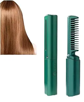 【中古】ヒートブラシコードレス ストレートブラシ ブラシアイロン USB充電式ミニヘアアイロンType-C充電式 ポータブル やけど防止 静電気防止 2way コー