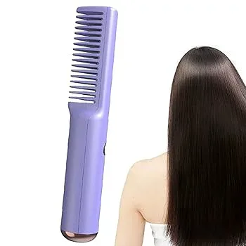 【中古】ブラシアイロン ストレートブラシ ヒートブラシ 小型 軽量 USB充電 電気ブラシ コードレ ヘアアイロン ミニ 携帯便利 温度調整3段階 火傷防止 連