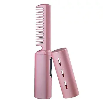 【中古】ヘアアイロン アイロン コーム,3 つのギア制御を備えたポータブル充電式ヘア ストレートナー - デート、旅行、出張、レイジーヘア矯正コームワイ