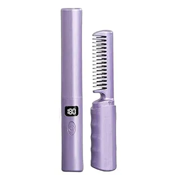 【中古】ヒートブラシ ストレートブラシ コードレス ブラシ型ヘアアイロン ヘアアイロン コードレスヘアアイロン Type-C充電式 150〜180℃ 3段階温度調整