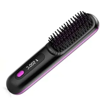 【中古】Giawkca ヒートブラシ コードレス ヘアアイロン ストレート&カール コームアイロン usb充電式 マイナスイオン 家庭/旅行/出張/通勤用 (ブラック)