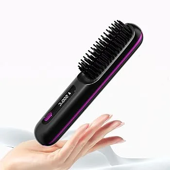 【中古】ヒートブラシ コードレス ブラシ型ヘアアイロン ストレートブラシ マイナスイオン 搭載 140-220℃4段階調節 6000mAh大容量/USB充電 火傷防止/静