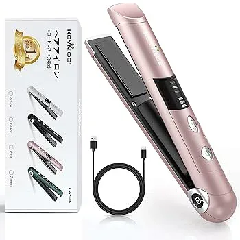 【中古】KEYNICE コードレスヘアアイロン ストレート メンズ ミニ 2way カール 長時間使用 usb充電式 Max205℃ 3段階温度調節 持ち運び 小型 ワイヤレス
