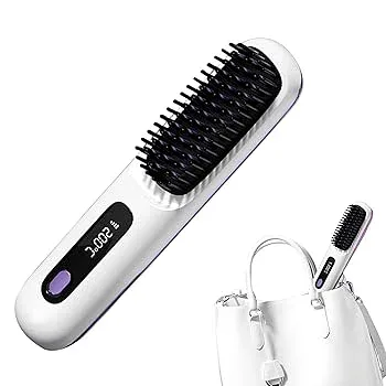 【中古】矯正ブラシ、矯正MB - ヘアアイロン ブラシ3 加熱設定、USB 充電電気ホットコーム LCD ディスプレイ - ヘアスタイリングツール、家庭用旅行用セ