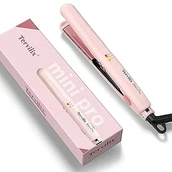 【中古】Terviiixミニヘアアイロン 13mm旅行用ストレートアイロン セラミックプレート 3段階温度調整 (120/160/200℃) 海外対応電圧 耐熱ポーチ付き コン