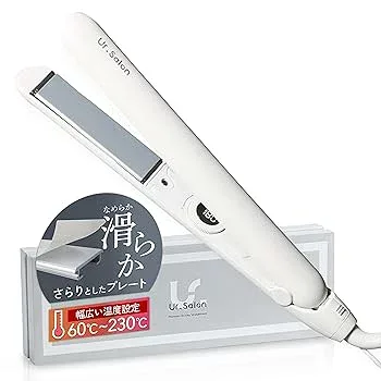 【中古】Ur.Salon ヘアアイロン プレミアム 28mm 日本企業 瞬間水分蒸発しない ダメージを軽減 60℃〜230℃の5℃刻み 海外対応 マイナスイオンストレート