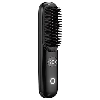 【中古】Wyucw ヘアアイロン ブラシ、コードレス ヘアアイロン | 多機能スムージングヘアブラシポータブルヘアストレートナー - 女性、女の子、太い、巻