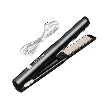 【中古】Flat Iron Hair, USB Hair Straightener, Cordless Curling Wand, Rechargeable Hair Iron, Adjustable Hair Curler, Small Curling Wand, Hair