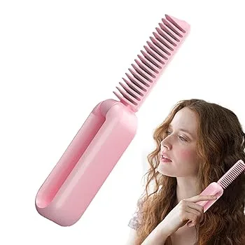 【中古】縮毛矯正ブラシ、ヒートブラシストレートヘアアイロン,ヘアアイロン折りたたみ式高速加熱ブラシ矯正機 - ポータブル加熱矯正ブラシ、家庭、旅行