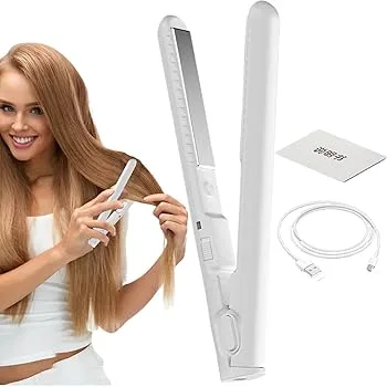 【中古】Mxshc トラベルヘアアイロン、ストレートヘアアイロン、カーラー 2 in 1,トラベルヘアアイロンヘア用トラベルフラットアイロン | USB充電ヘアス