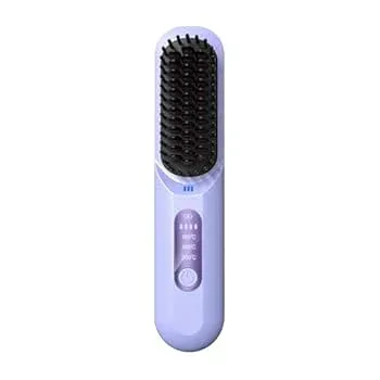 【中古】Ghbunuz ヒートブラシ コードレス ブラシ型ヘアアイロン ストレートブラシ マイナスイオン 2500mAh大容量 Type-C充電式 160〜200℃ 3段階温度調