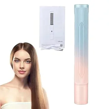 【中古】熱ブラシ | USB充電式ヘアアイロンスティック,4000mAh 女性のためのポータブルブラシ火傷防止、3 レベルの温度、
