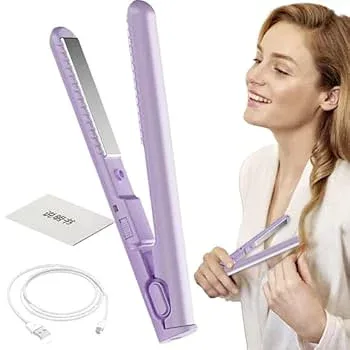 【中古】トラベルフラットアイロン、トラベルヘアアイロン - ヘアアイロン、ポータブルヘアアイロン,ヘアアイロンUSB充電カーリングワンド&フラットアイ