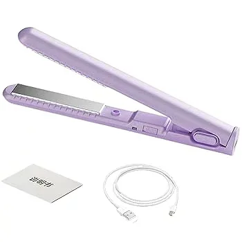 【中古】ショートヘア用小型フラットアイロン、トラベルフラットアイロン | ポータブルヘアアイロン、コードレスヘアアイロン,USB 充電 2-in-1 カーリン