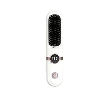 【中古】ヘアアイロン ストレートブラシ 携帯用ワイヤレスヘアストレート&カーラー - USB充電式、スムーズスタイリングのためのマイナスイオン技術、一