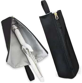 【中古】ヘアアイロン ケース 耐熱300度 収納 【新型】コードポケット付き 吊り下げ ヘアアイロンポーチ 持ち運び 旅行 可愛い (D)